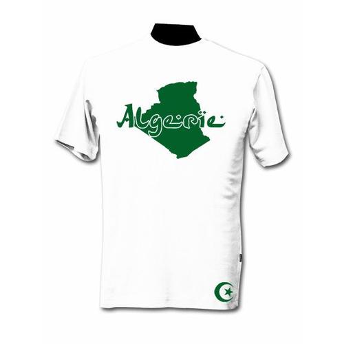 T-Shirt Algérie Blanc Et Vert Émeraude