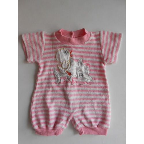 Barboteuse Rayures Rose Et Blanche 3 Mois - Made In Spain