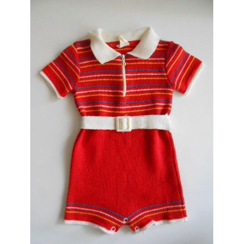 Combinaison Barboteuse Rouge À Rayures - Naissance À 3 Mois