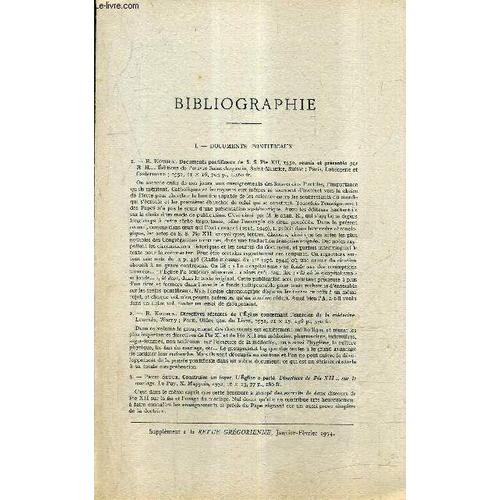 Bibliographie Supplement A La Revue Gregorienne Janvier Fevrier 1954 -  R.Kothen - Pierre Segur - P.Cattin - Marcel Clément - Les Moins De Solesmes - R.P.Cl.Dillenschneider - Mgr Soubigou - ...