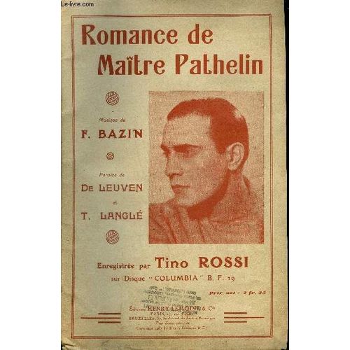 Partitions - Romance De Maitre Pathelin - Opera Comique
