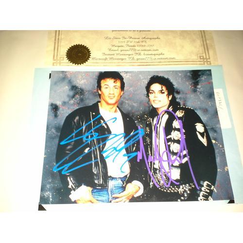 Photo Michael Jackson Et Sylvester Stallone Signee