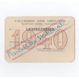 Laissez-Passer Assemblée Nationale De 1940