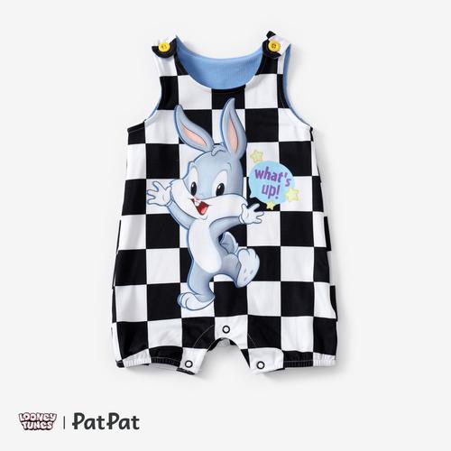 Looney Tunes Baby Boys,Girls 1pc Grid,Houndstooth Character Print Sleeveless Romper