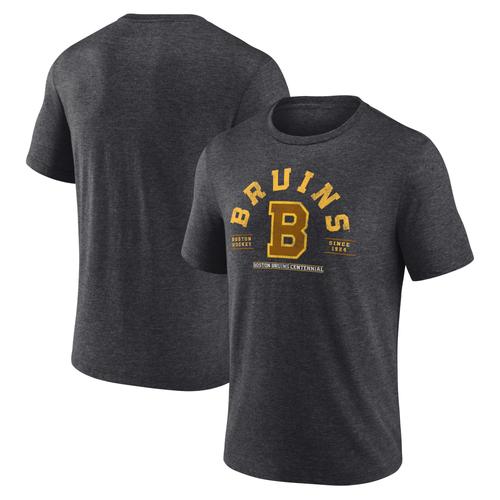 T-Shirt Tri-Mélange Heather Charcoal Des Bruins De Boston De Marque Fanatics Pour Hommes Centenaire De La Petite Enfance