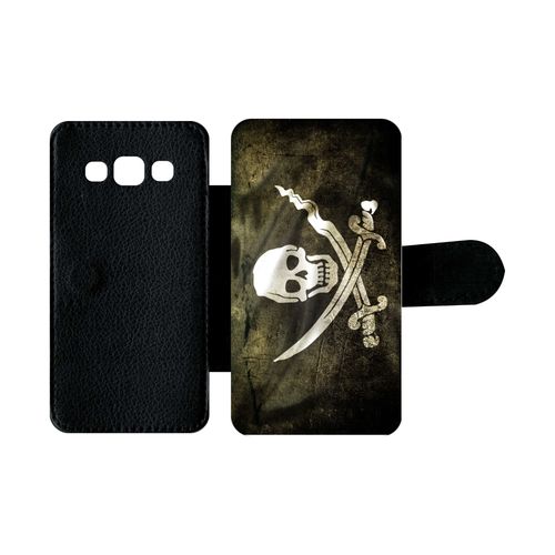Etui À Rabat Galaxy A3 (2015) - Drapeau De Pirate - Simili-Cuir - Noir