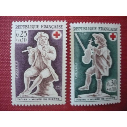 Timbres Neufs : Lot De 2 Timbres Neufs - Au Profit De La Croix Rouge Ivoires Du Musée De Dieppe - Yvert Et Tellier 1540 1541