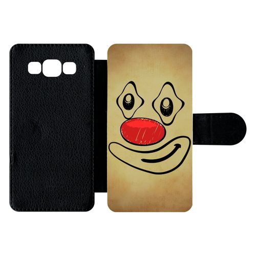Etui À Rabat Galaxy A5 (2015) - Smiley Clown Nez Rouge - Simili-Cuir - Noir