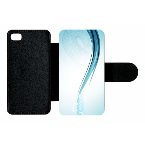 Etui À Rabat Iphone 4s - Forme Bleu Arrondi - Simili-Cuir - Noir