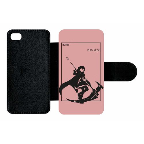 Etui À Rabat Iphone 4s - Rwby Rose - Simili-Cuir - Noir