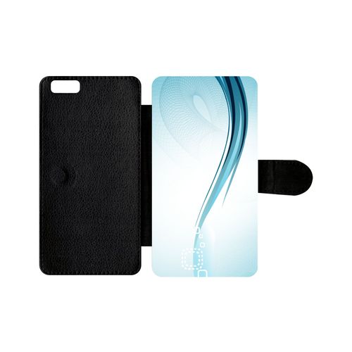 Etui À Rabat Iphone 6s+ - Forme Bleu Arrondi - Simili-Cuir - Noir