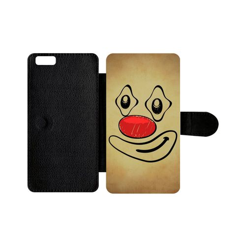 Etui À Rabat Iphone 6+ - Smiley Clown Nez Rouge - Simili-Cuir - Noir