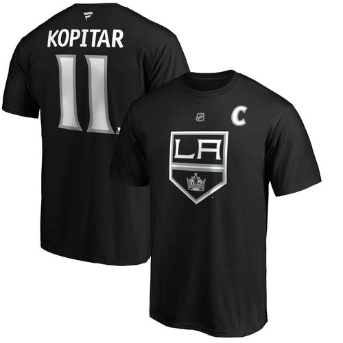 T-Shirt Noir Avec Nom Et Numéro De Pile Authentique De L'équipe Des Kings De Los Angeles De Marque Fanatics Pour Hommes Anze Kopitar