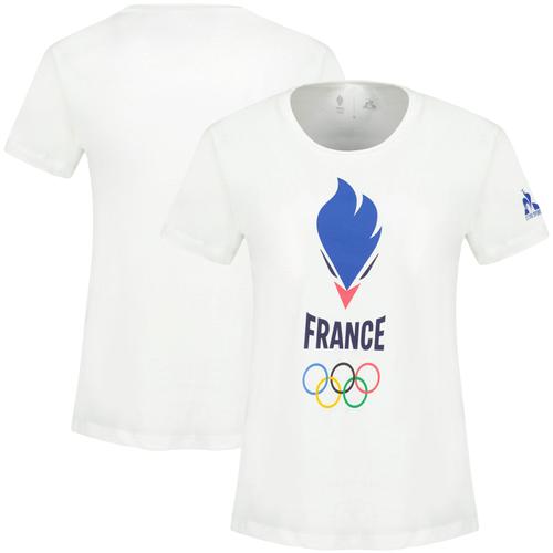 T-Shirt Paris 2024 Olympics Le Coq Sportif Team France Olympic Village Fanwear - Blanc - Femme