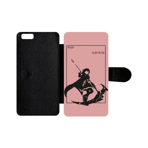 Etui À Rabat Iphone 6s+ - Rwby Rose - Simili-Cuir - Noir