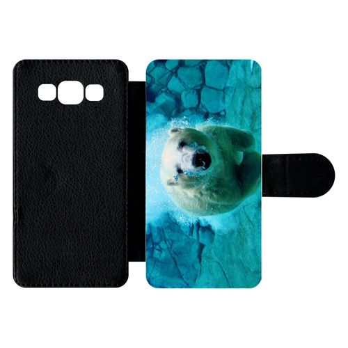 Etui À Rabat Galaxy A5 (2015) - Gros Ours Blanc Plongee - Simili-Cuir - Noir