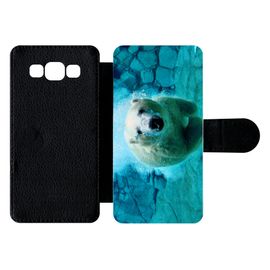 Etui À Rabat Galaxy A5 (2015) - Gros Ours Blanc Plongee - Simili-Cuir - Noir
