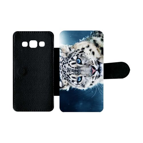 Etui À Rabat Galaxy A3 (2015) - Tigre Blanc Yeux Bleus - Simili-Cuir - Noir