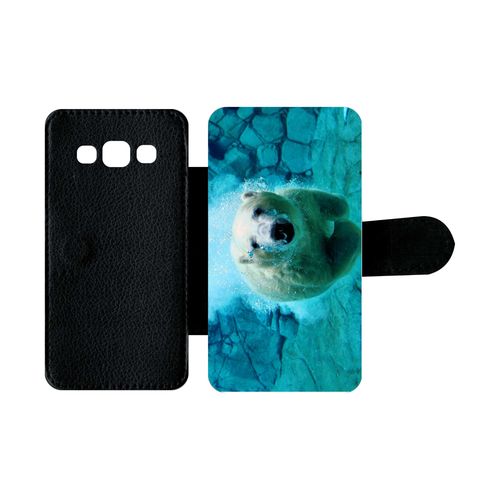 Etui À Rabat Galaxy A3 (2015) - Gros Ours Blanc Plongee - Simili-Cuir - Noir