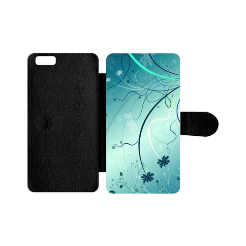 Etui Apple Iphone 6+ Plus Abstrait Turquoise Fleur