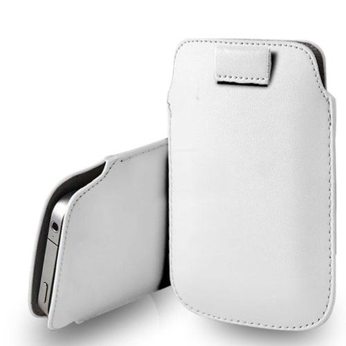 Etui / Housse Blanc En Pu Avec Languette D'extraction Pour Lumia 650