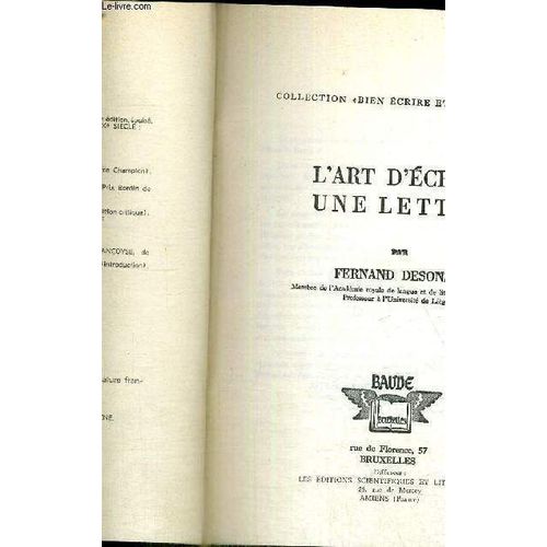 L'art D'ecrire Une Lettre - Collection Bien Ecrire Et Bien Parler