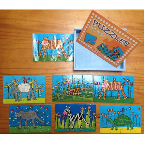 6 Puzzles 12 Pièces Thème Jungle 
