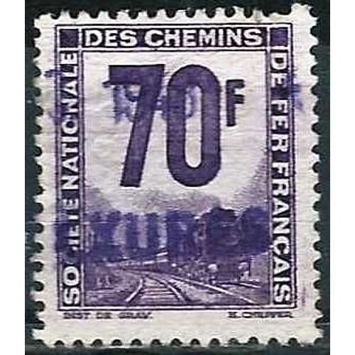 France 1944, Bel Exemplaire Timbre Pour Petits Colis, Locomotive À Vapeur, Yv. 17, 70f. Violet, Obli. Cote 28 , Tbe