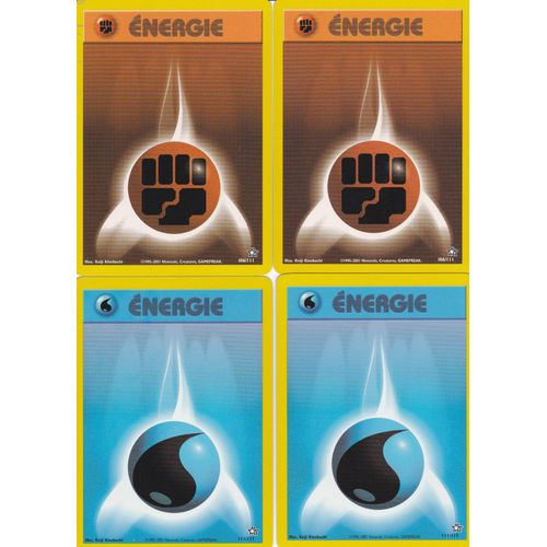 Lot De 4 Cartes Pokemon - ( 2 Energie Eau 111/111 + 2 Energie Combat 106/111 ) - Neo Genesis -