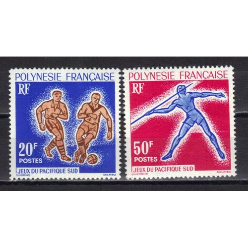 Polynesie 1963 : Jeux Du Pacifique-Sud : Football / Lancer De Javelot - Série Entière De 2 Timbres Neufs ** Cote 29 