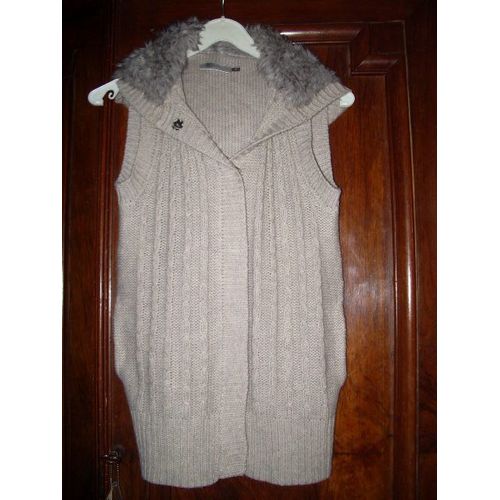 Gilet Kwoman À Capuche Sans Manche Taille S Beige
