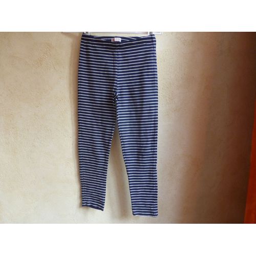 Legging Tex Fille 9 Ans Bleu Rayures Blanches