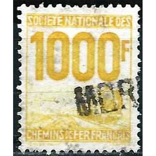 France 1944, Bel Exemplaire Timbre Pour Petits Colis, Locomotive À Vapeur, Yv. 26, 1000f.  Jaune, Obli. Tbe