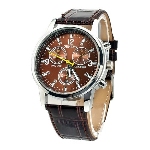 Montre Hommes Cadran Rond Poignet Montre À Quartz De Bracelet En Cuir Faux