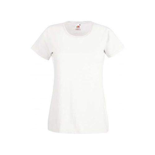 T-Shirt Blanc Pour Femme.Manches Courtes. Sc61372.Lady Fit.100% Coton.Marque Fruit Of The Loom.Coupe Féminine Cintrée 