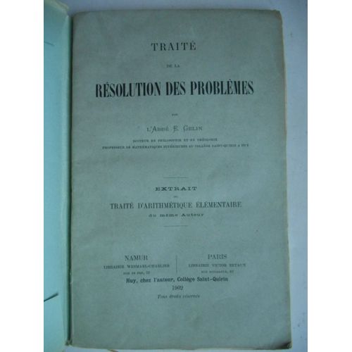 Traite De La Resolution Des Problemes