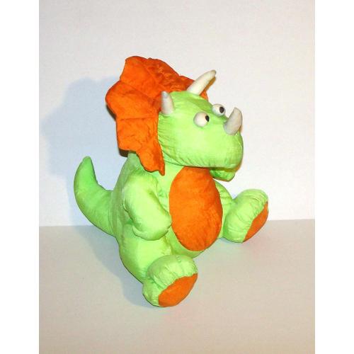 Dinosaure Reves De Peluches Doudou Peluche Acrylique Vert Orange Style Puffalump