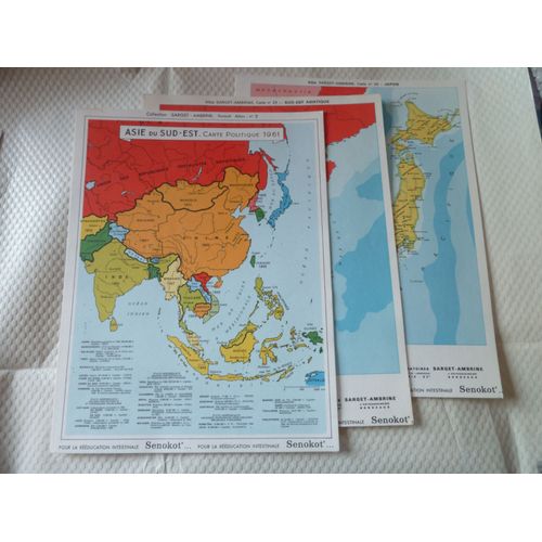 Cartes De L'asie Du Sud-Est  Et Japon Années 1960
