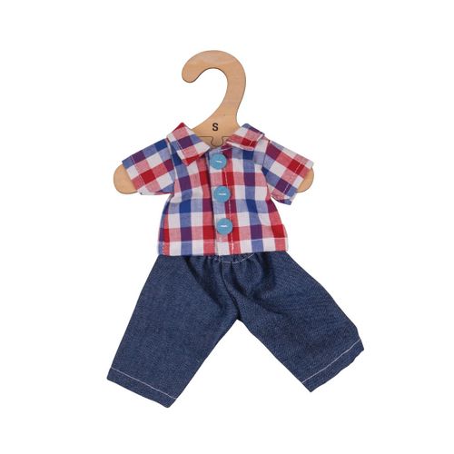 Bigjigs Chemise À Carreaux Et Jeans (Pour Poupée 28cm)