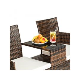 Poly rotin banc avec table en verre mobilier de jardin 2 places en rotin terrasse NEUF