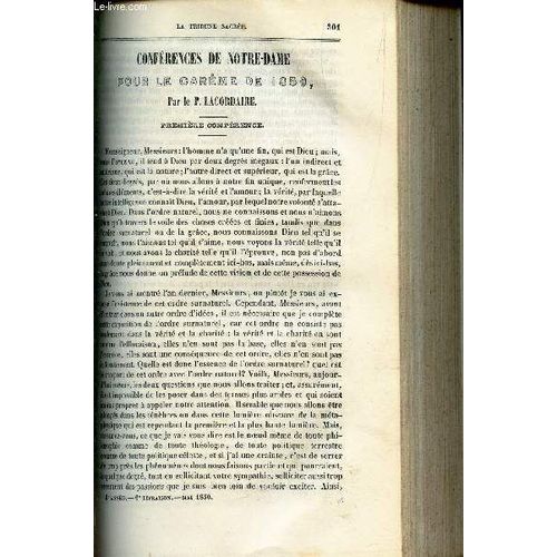 Conferences De Notre Dame : 1ere Conferencequelle Est Donc L'essence De L'ordre Surnaturel? Quel Esr Le Rapport De Cet Odre Avec L'ordre Naturel? / Sermon Prononcé Le 19 Fevrier 1850 / ...