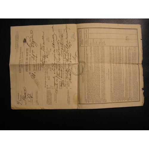 Feuille De Route De Sous Officier Et Soldat Du Caporal Santy En Mai 1850