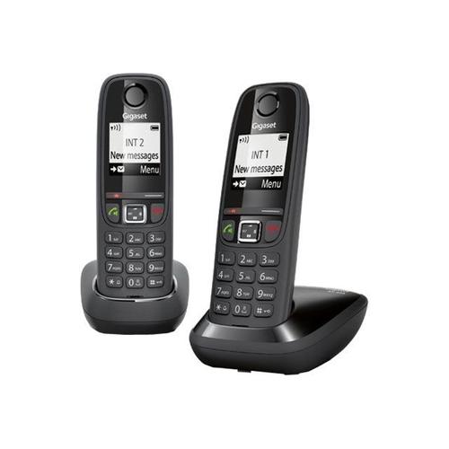 Gigaset AS405 Duo - Téléphone sans fil avec ID d'appelant - DECT\GAP - noir + combiné supplémentaire