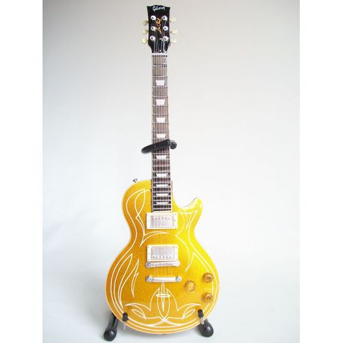 Guitare Miniature Axe Heaven Gibson Les Paul Goldtop Pinstripe Billy Gibbons