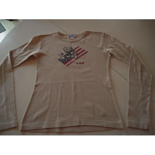 T-Shirt Manches Longues Lulu Castagnette Coton 16 Ans Beige 