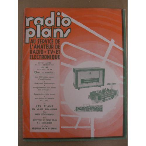 Radio Plans  N° 160 : Plans D'un Ampli Stéréophonique,D'un Récepteur De Poche Po-Go À 3 Transistors,D'un Récepteur Am-Fm À 8 Lampes....