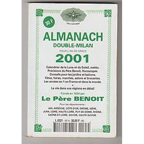 Almanach Double Milan 2001 Rhône Alpes Auvergne