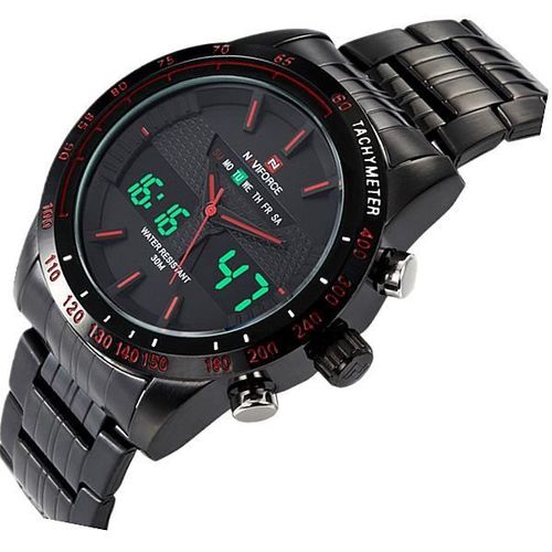 Montres Hommes Naviforce 9024 Marque De Luxe Pleine Acier Quartz Horloge Numérique Led Montre Sport Militaire Armée Montre Relogio M