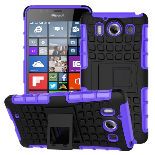 Coque Hybrid Duo Pour Microsoft Lumia 950 Coloris Violet Avec Béquille Stand
