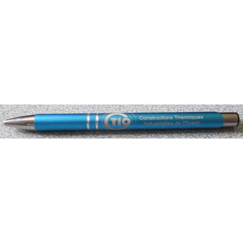 Stylo À Bille Publicitaire Constructions Thermiques Industrielles De L'ouest - Corps Métallique Bleu Et Argent